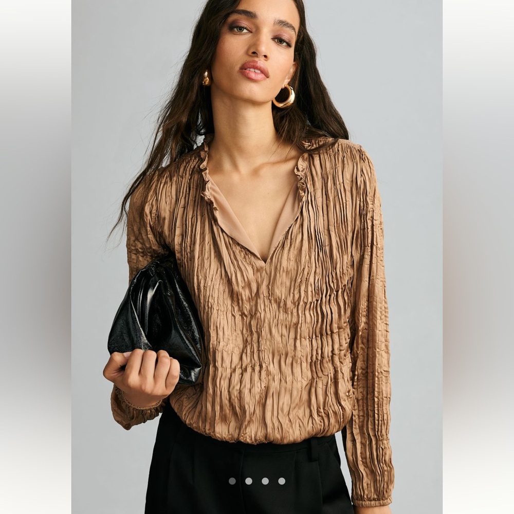 NWOT Anthropologie Current Air long sleeve crinkle blouse